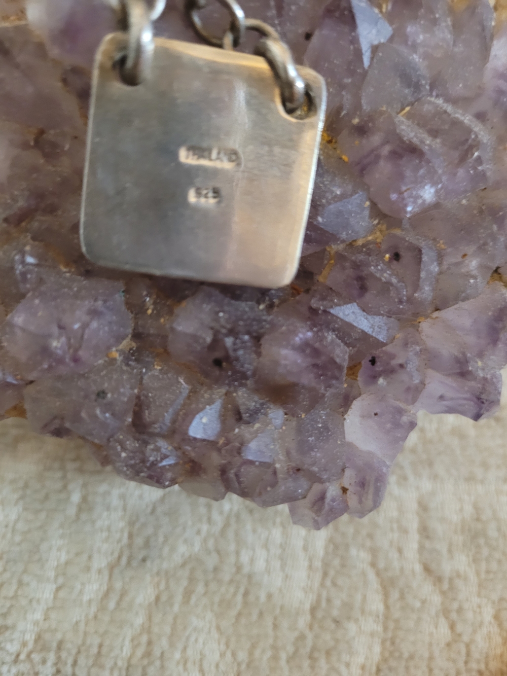 Sterling Silver Square Pendant Necklace in Silver 16inches - Picture 3 of 3